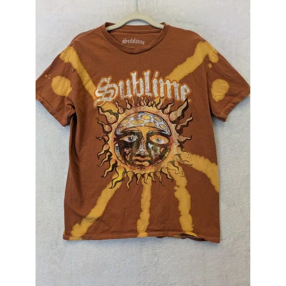 Men's Size S Sublime Sun Logo Graphic Tie Dye T-Shirt Rust Orange Band Tee - Picture 1 of 7